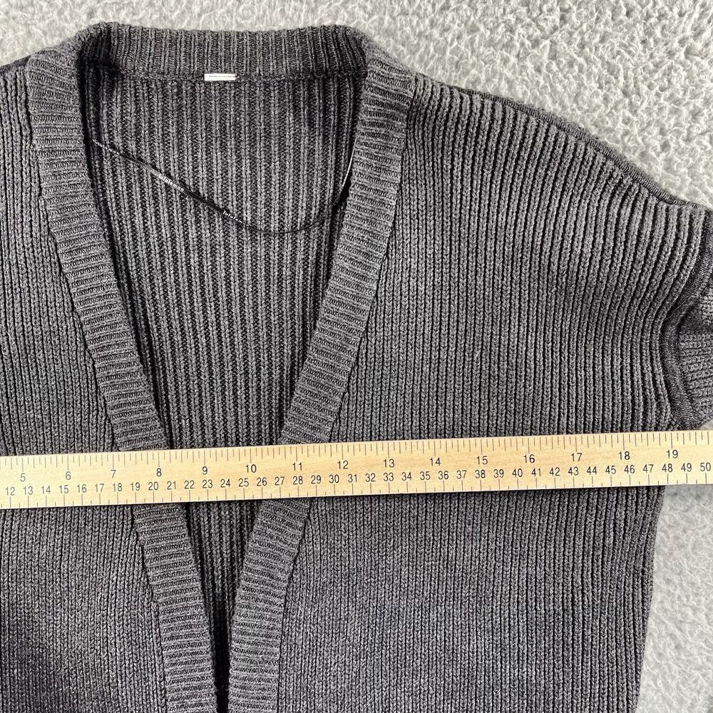 Lululemon Sit In Peace Cardigan Heathered Charcoal Grey Ribbed Open Front 6 - Picture 5 of 6